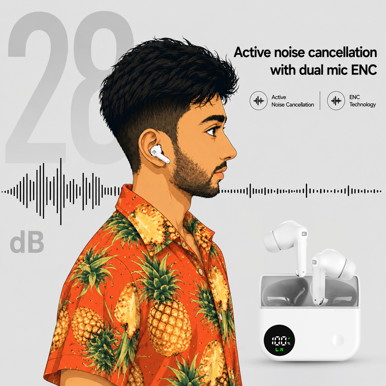Hybott XBuds Active Noise Cancellation ENC calling
