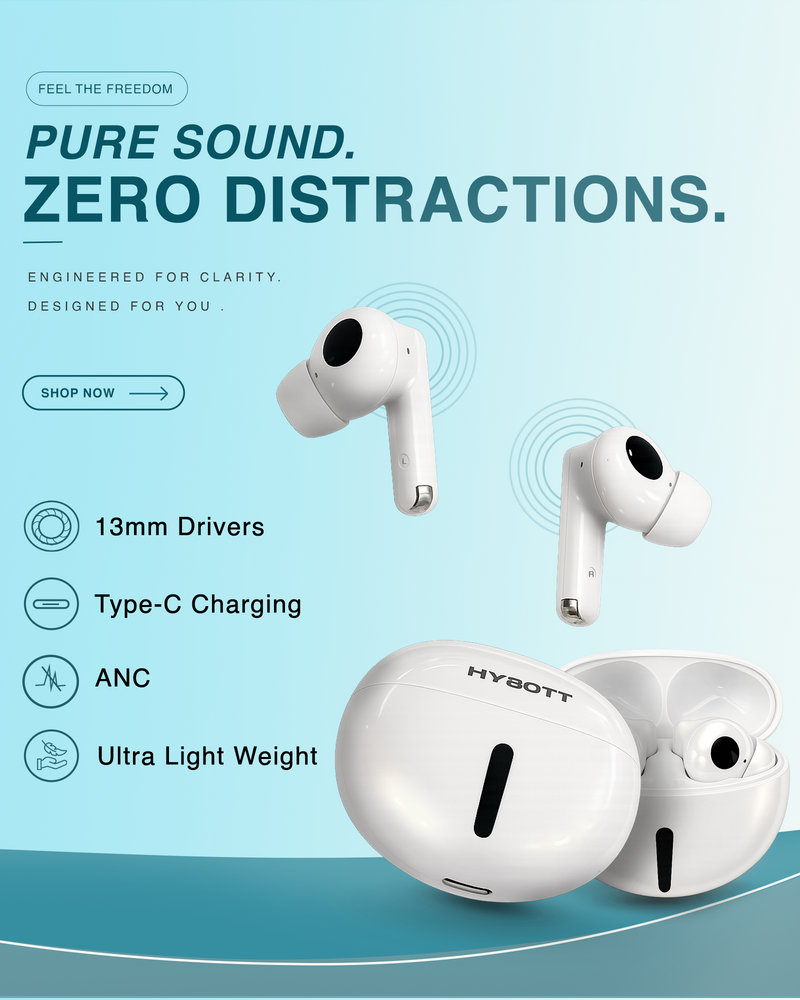 Hybott Neo Buds piano finish earphones banner